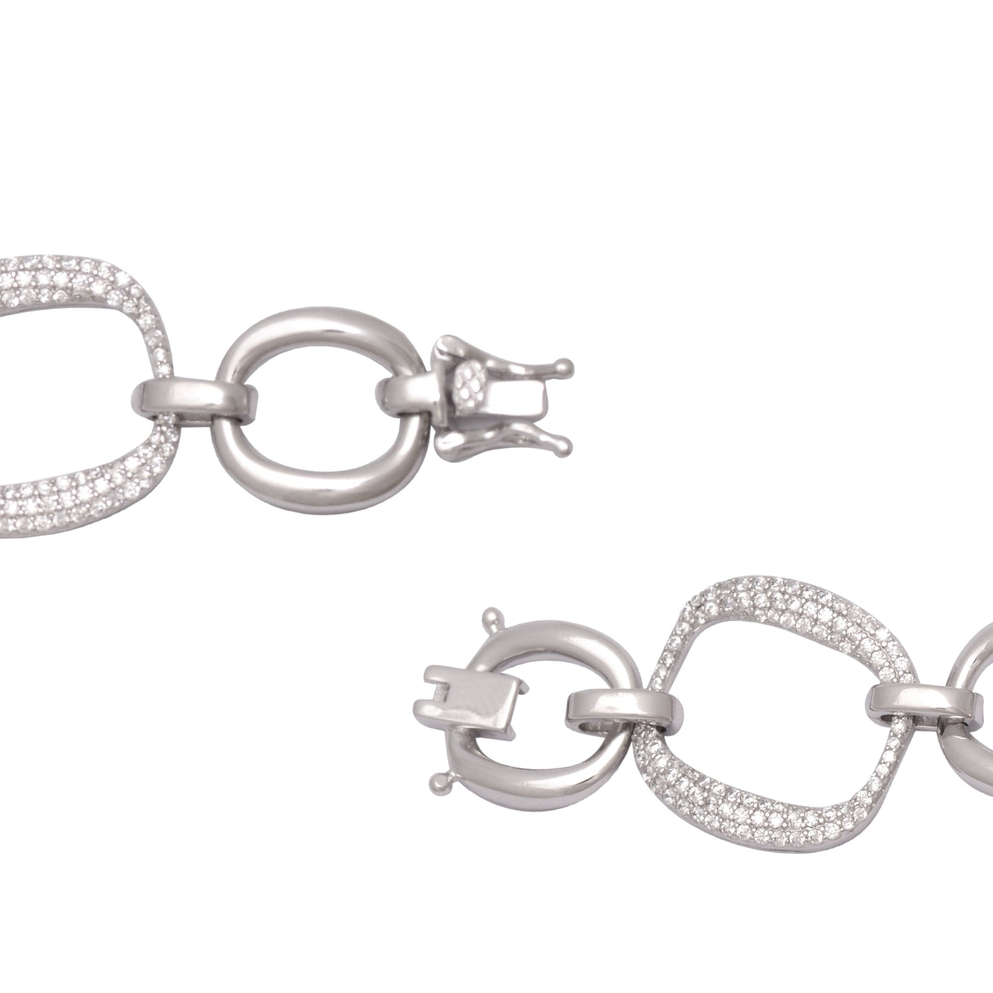 925 Sterling Silver Link Chain Bracelet Women 7.4 in