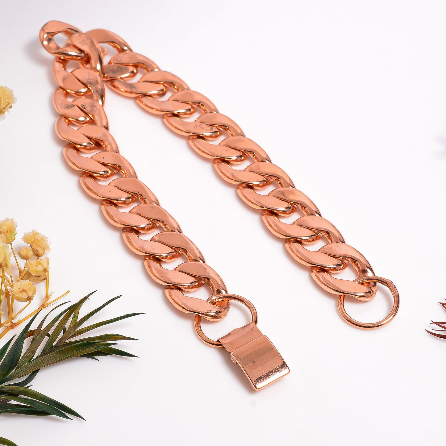 100% Chunky Copper Cuban Link Bracelet for Men & Women – Solid Heavy Chain Jewelry – 7 to 9 Inch Curb Style Gift for Him or Her