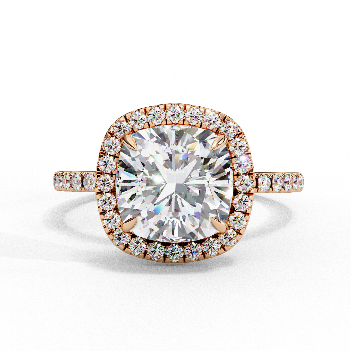 2.09 Carat Cushion Square Diamond Classic Halo Wedding Ring