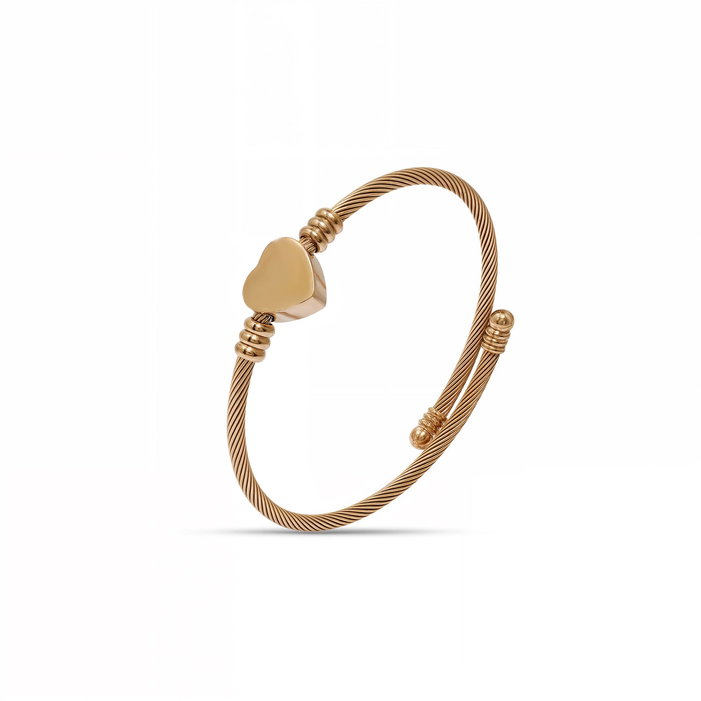 Heart Shape Bracelet, Twisted Cable Rope Cuff Bracelet, Handmade Gold Heart Kada, Adjustable Bracelet for Women, Wristwear Jewelry for Her