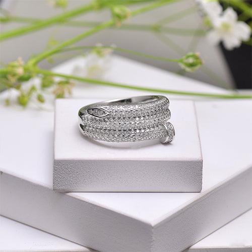 925 Sterling Silver Cubic Zircon Nail Ring For Women - Gold Trove