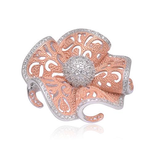 925 Sterling Silver Flower Cocktail Ring For Women