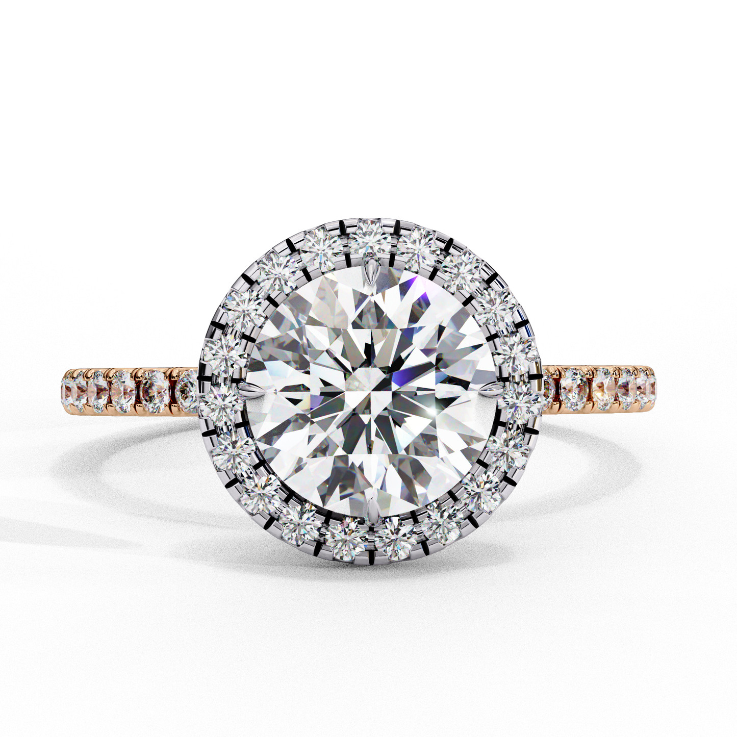 1.87 Carat Classic Round Diamond Halo Engagement Ring