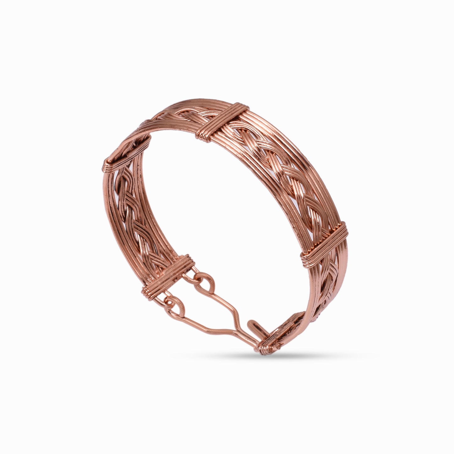 8 Inch Pure Copper Wire Wrapped Handmade Bracelet - Braided Cuff Bracelet - Handmade Copper Bangle - Unisex Viking Jewelry - Gift for Her & Him