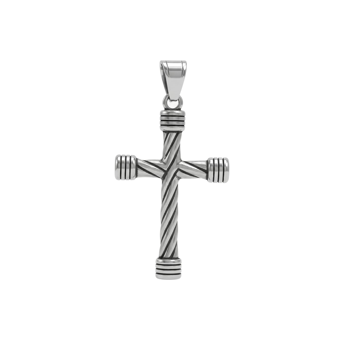 Men's Twisted Cross Necklace, Engraved Crossed Pendant, Stainless Steel Cross Necklace, Christian Pendant, Religious Jewelry Gift