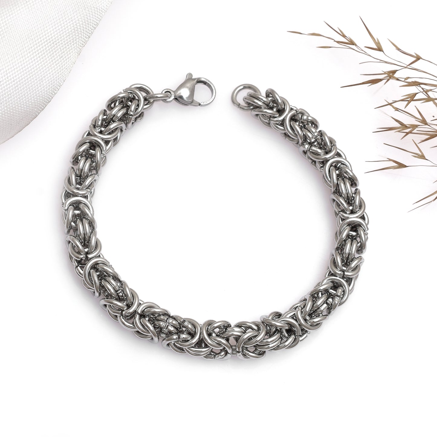 Handmade Stainless Steel Byzantine Chain Bracelet, Antiqued Everyday Byzantine Bracelet, Chunky Chainmail Choker Viking Jewelry, For Him
