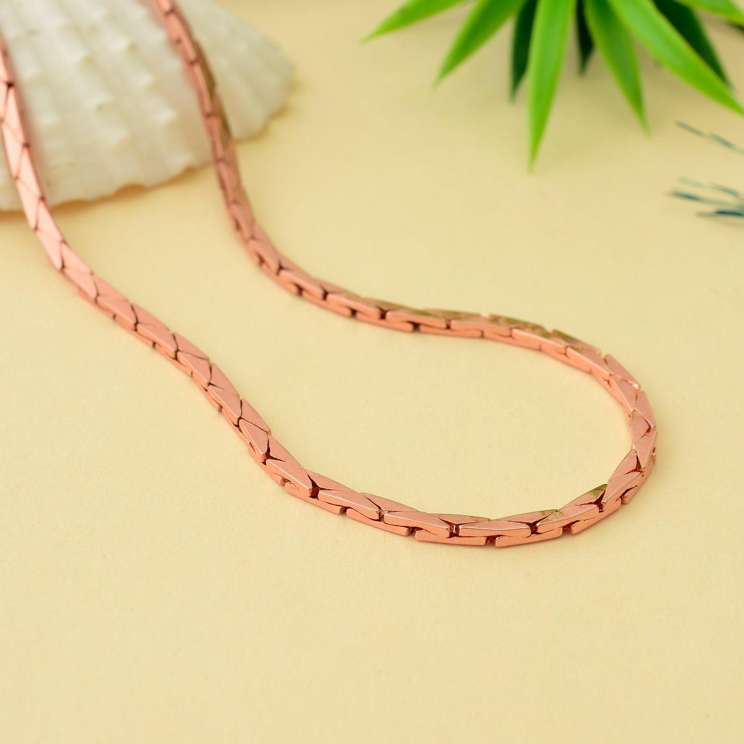 100% Solid Copper Flat Braided Chain Necklace for Men & Women - 2.5mm Thick Pure Copper Chain - Oxidized Finis - Unisex Chain Necklace