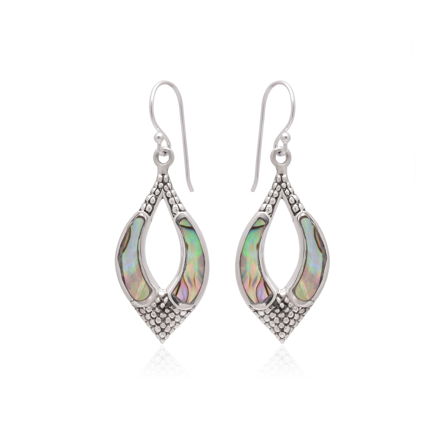 925 Sterling Silver Mother of Pearl Leaf Dangle Earrings for Women