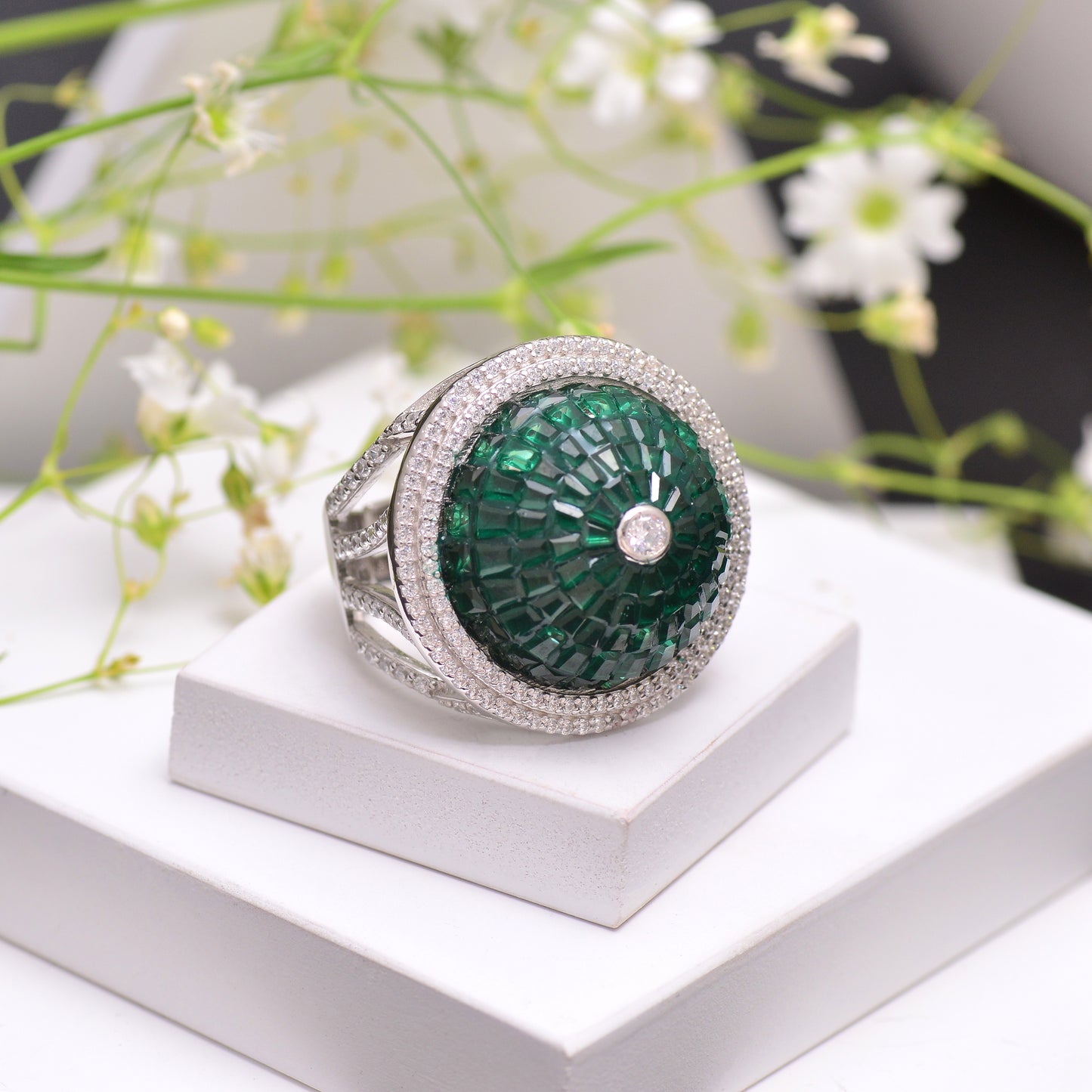 925 Sterling Silver Cubic Zircon Cocktail Ring For Women