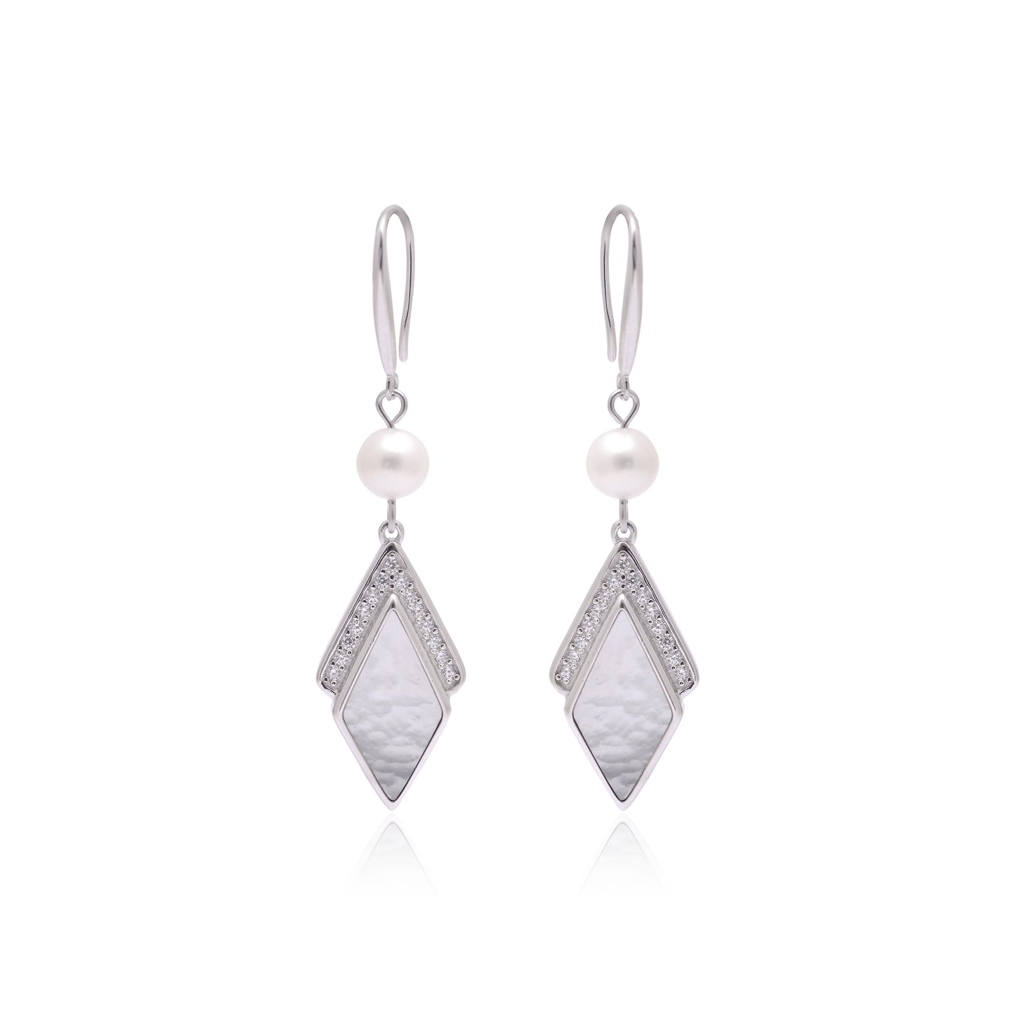 925 Sterling Silver Rhombus Shape Dangle Earrings