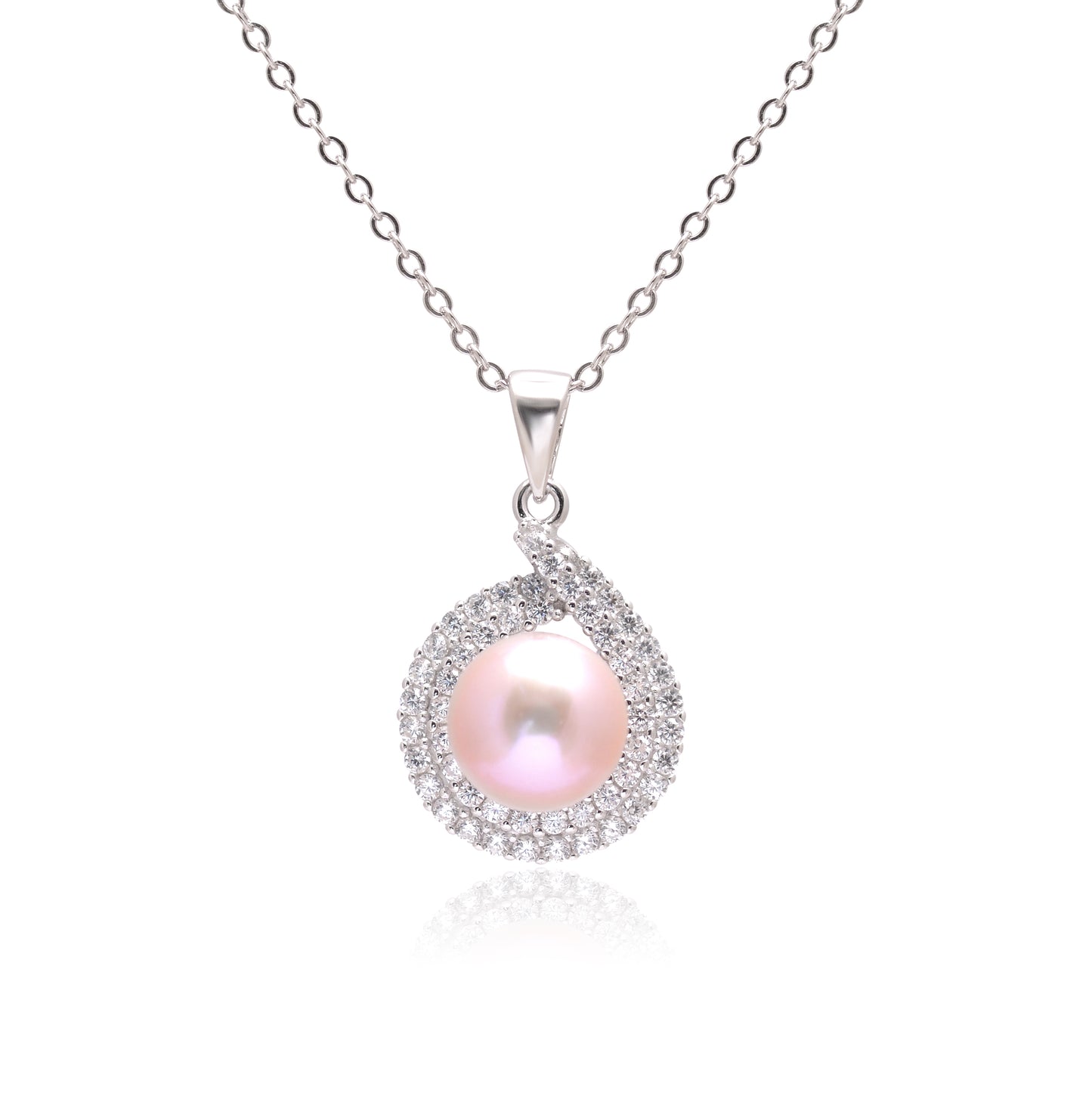 925 Sterling Silver Classic Pearl Pendant Necklace | Blue | Light Pink