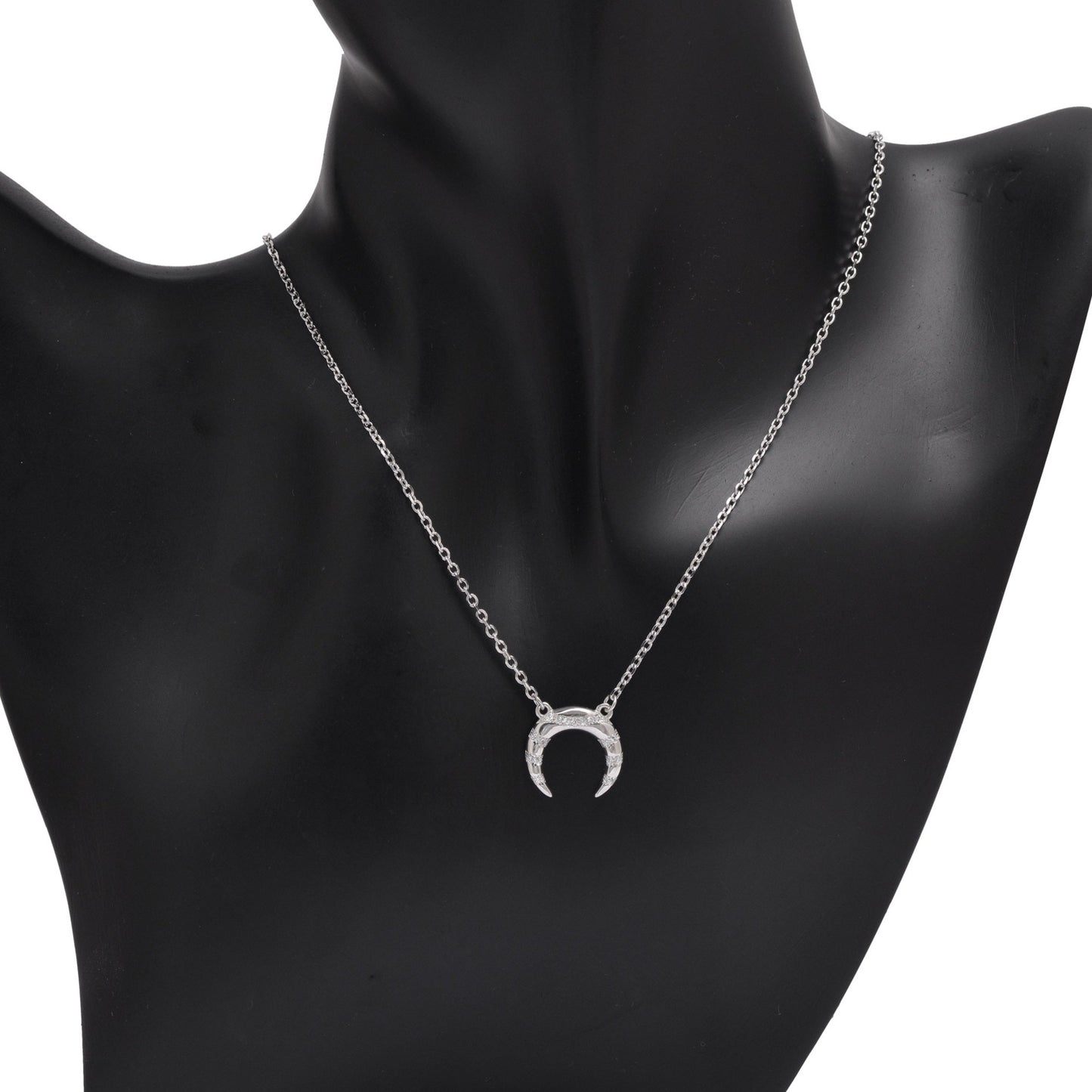 925 Sterling Silver Half Moon Pendant Necklace For Women