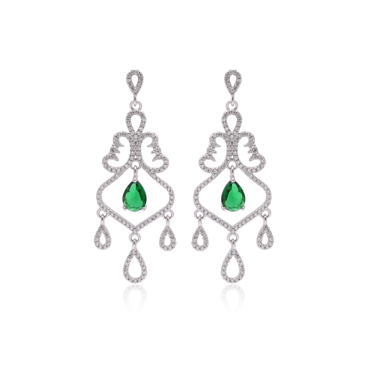 925 Sterling Silver Chandelier Dangle Earrings For Women | Pink | Silver | Green
