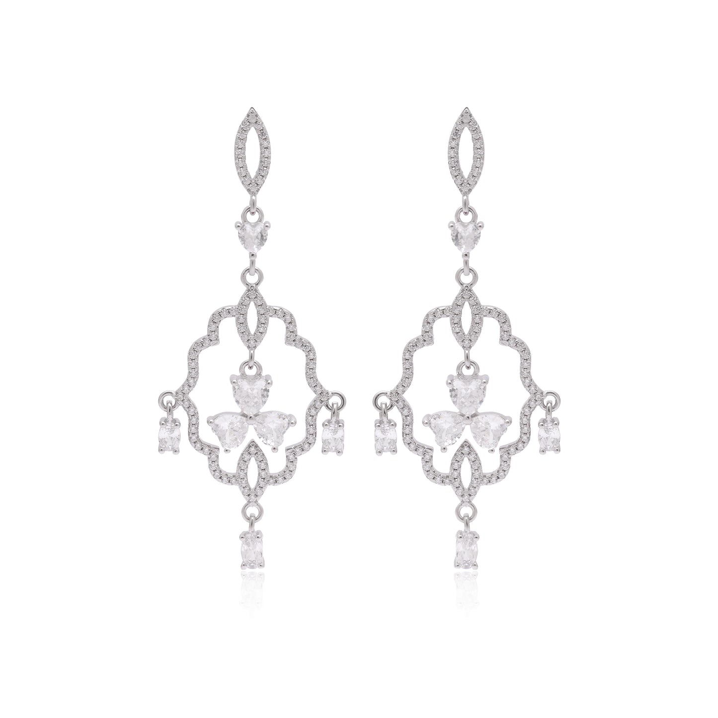 925 Sterling Silver Crystal Clear Chandelier Dangle Earrings For Women | Green | Silver | Pink
