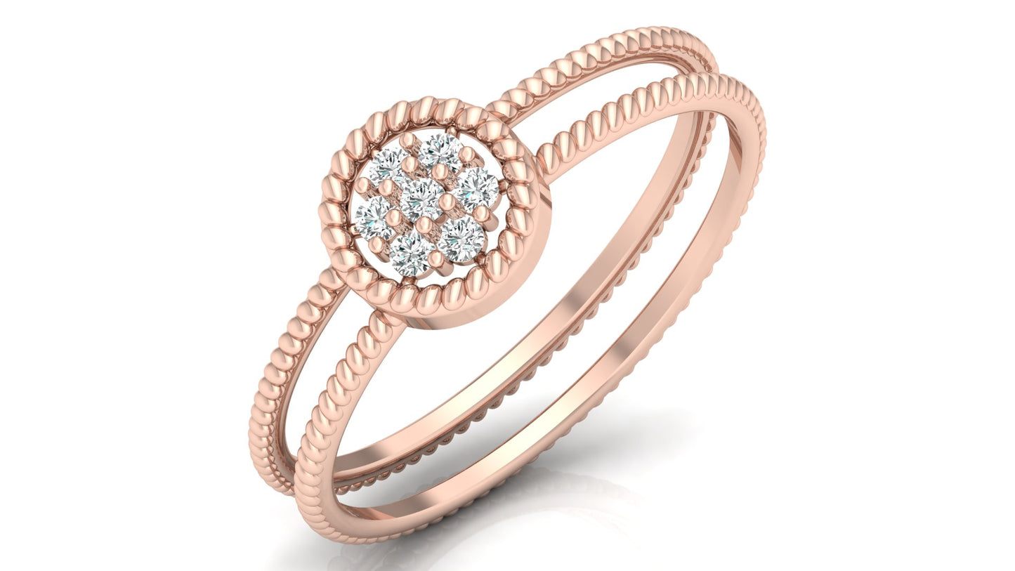 0.09Ct IGI Certified Lab Grown Diamond Round Split Shank Ring 14K | 18K Gold VS1/G