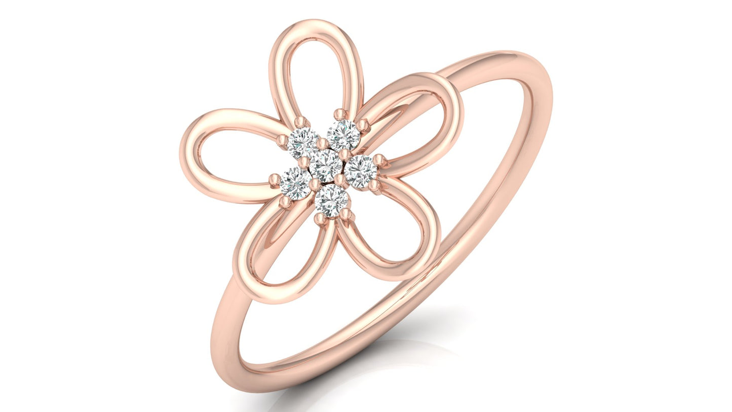 0.08 Ct IGI Certified Lab Grown Diamond Floral Finger Ring 14K | 18K Gold VS1/G