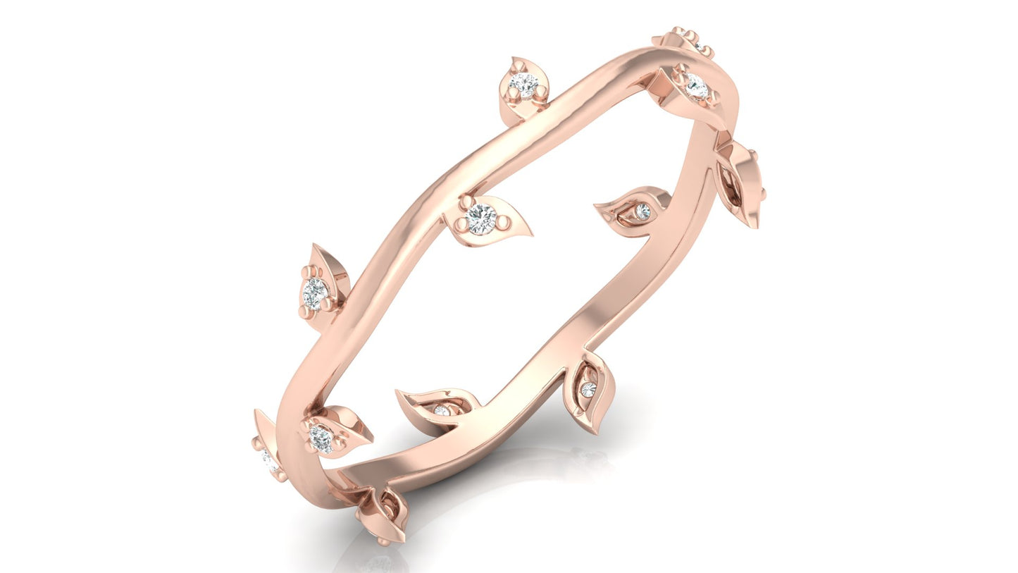 0.04Ct IGI Certified Lab Grown Diamond Leaf Branch Engagement Ring 14K | 18K Gold VS1/G