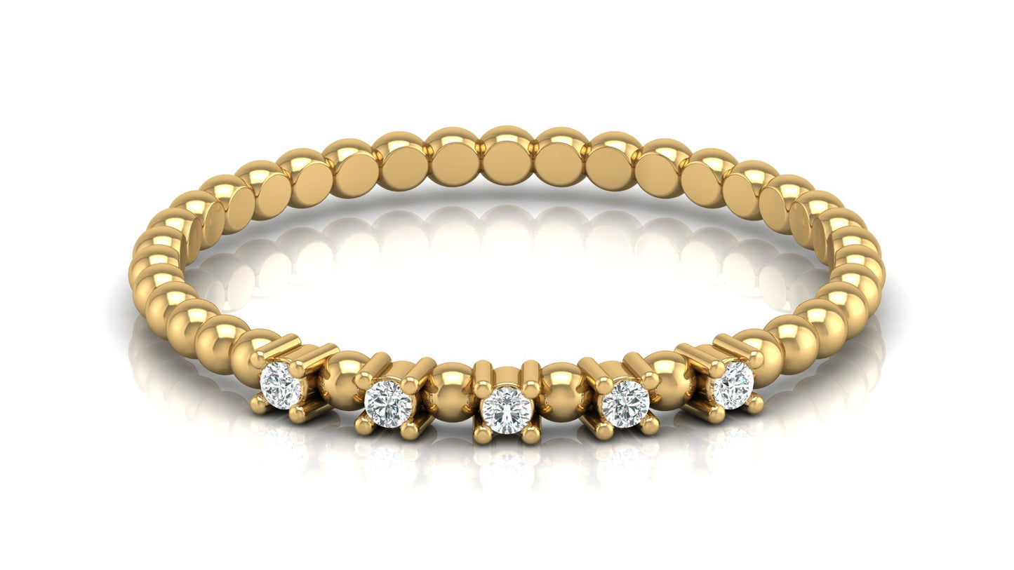 0.04Ct IGI Certified Lab Grown Diamond Beaded Stackable Ring 14K | 18K Gold VS1/G