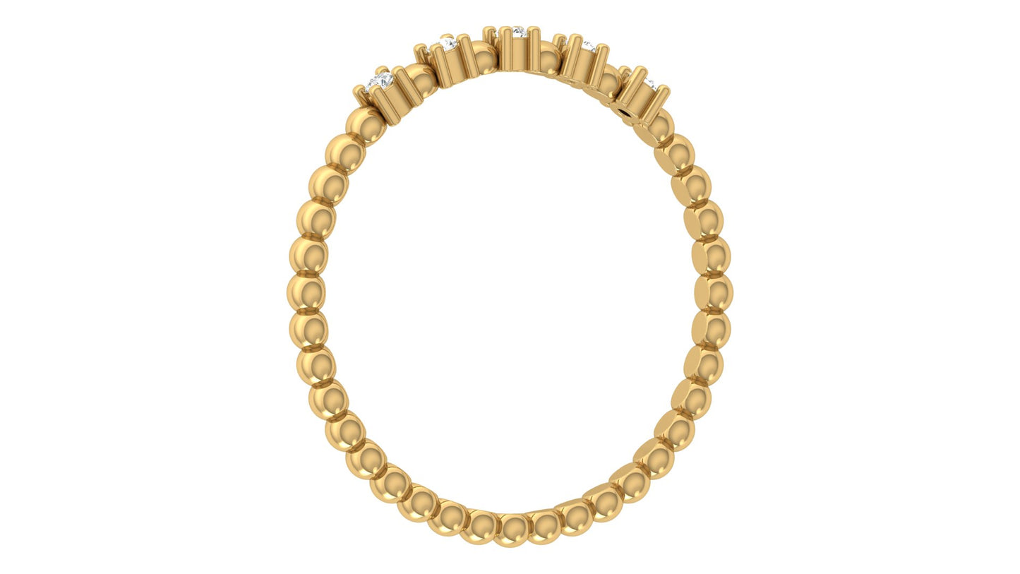 0.04Ct IGI Certified Lab Grown Diamond Beaded Stackable Ring 14K | 18K Gold VS1/G