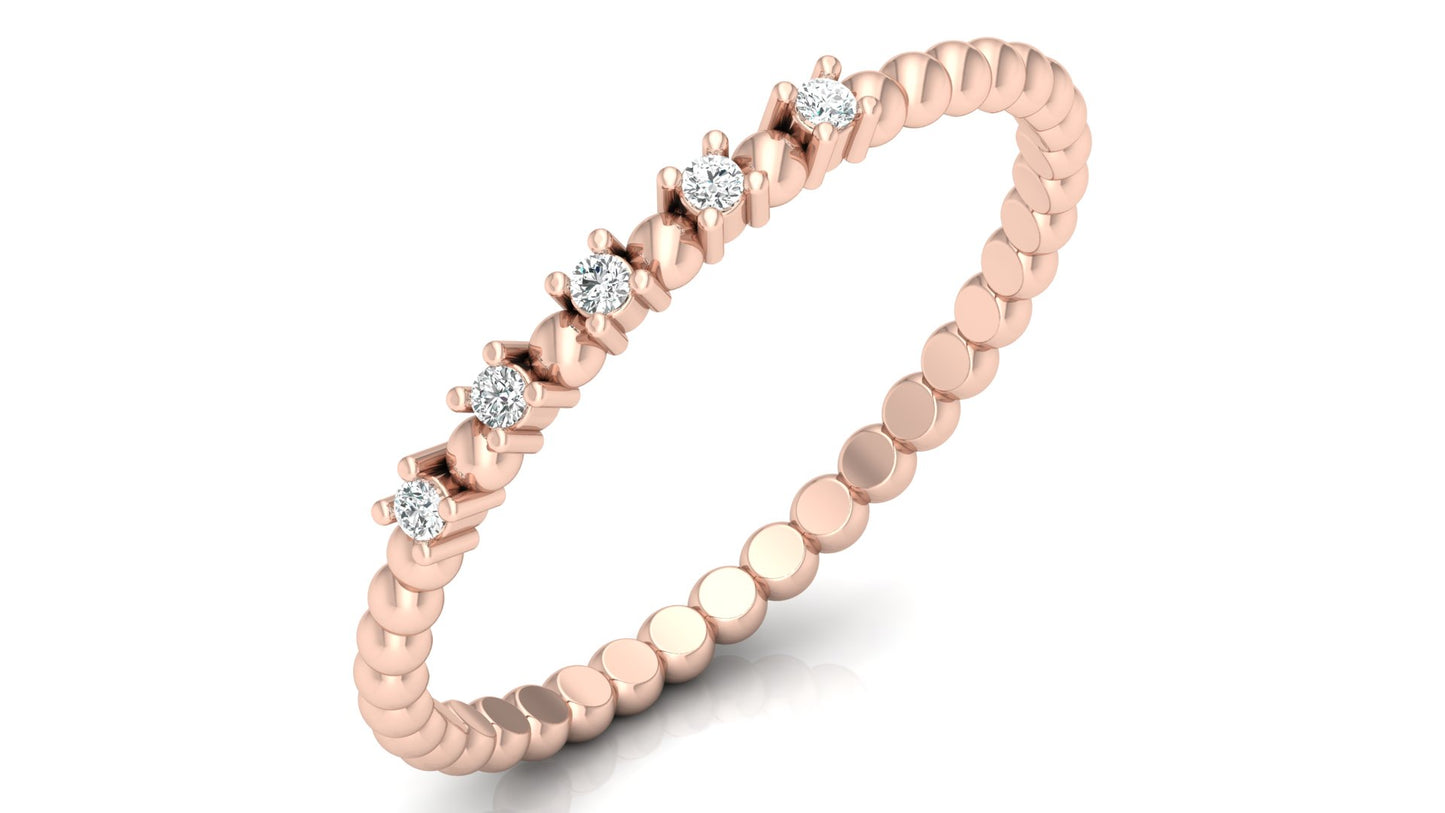 0.04Ct IGI Certified Lab Grown Diamond Beaded Stackable Ring 14K | 18K Gold VS1/G