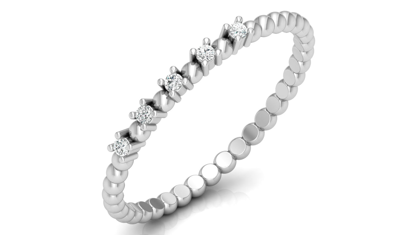 0.04Ct IGI Certified Lab Grown Diamond Beaded Stackable Ring 14K | 18K Gold VS1/G