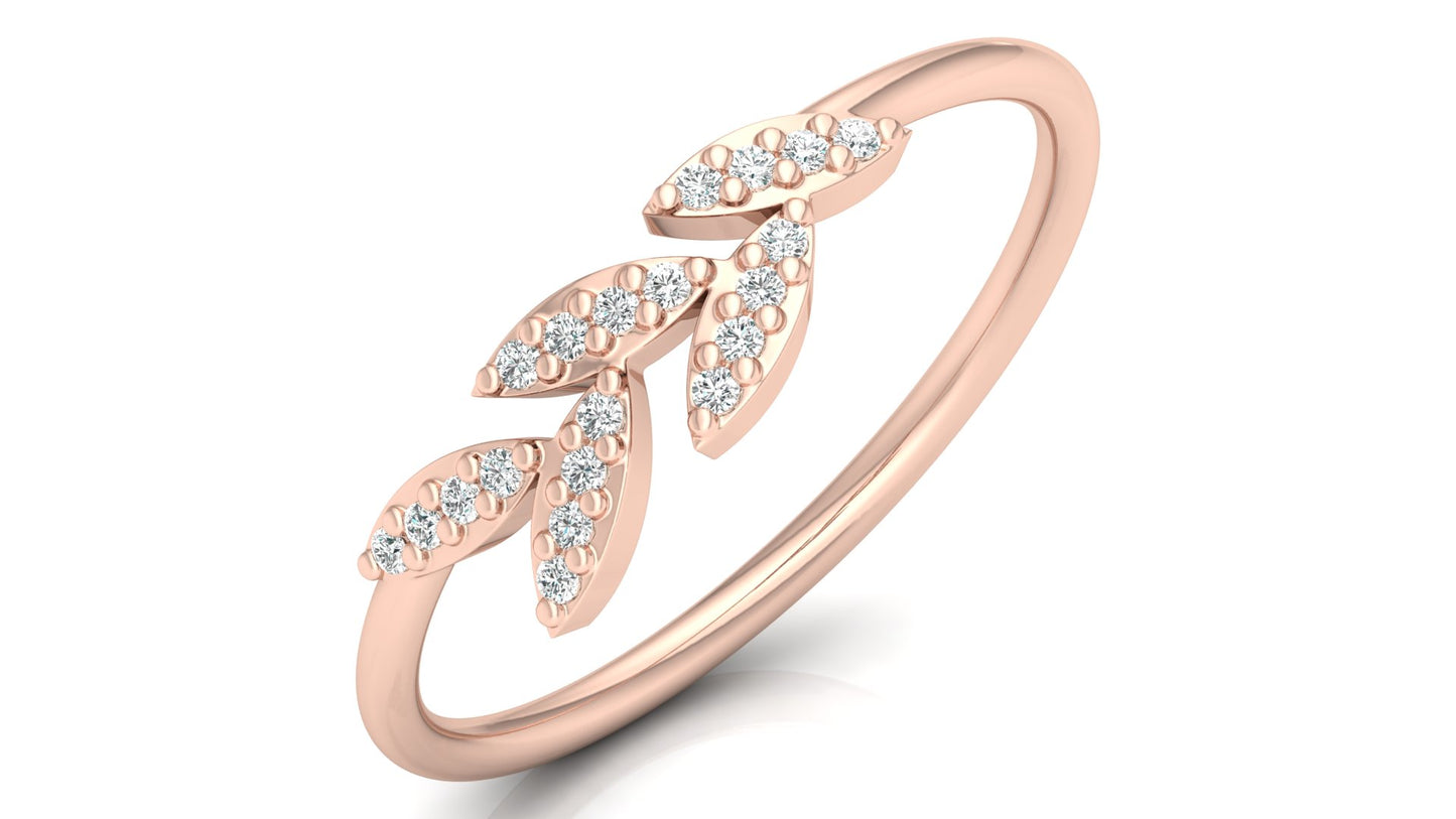 0.07Ct IGI Certified Lab Grown Diamond Leaf of Hope Ring 14K | 18K Gold VS1/G
