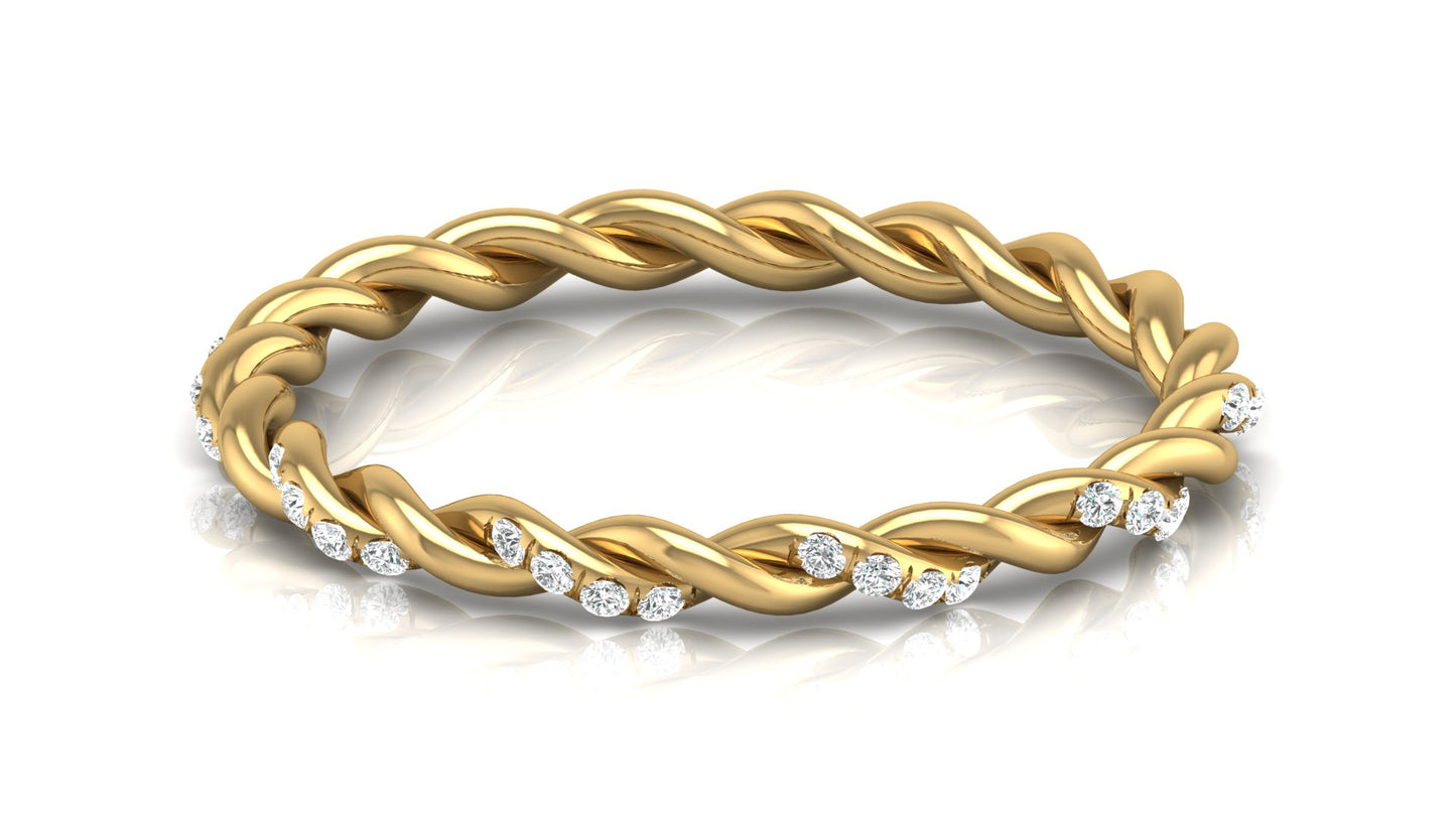 0.09Ct IGI Certified Lab Grown Diamond Twisted Band Ring 14K | 18K Gold VS1/G