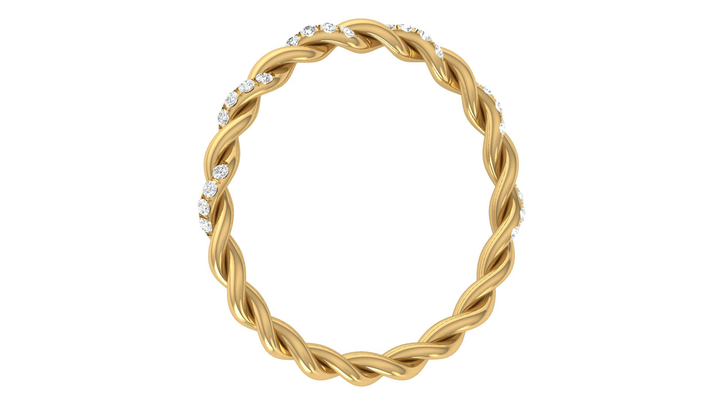 0.09Ct IGI Certified Lab Grown Diamond Twisted Band Ring 14K | 18K Gold VS1/G