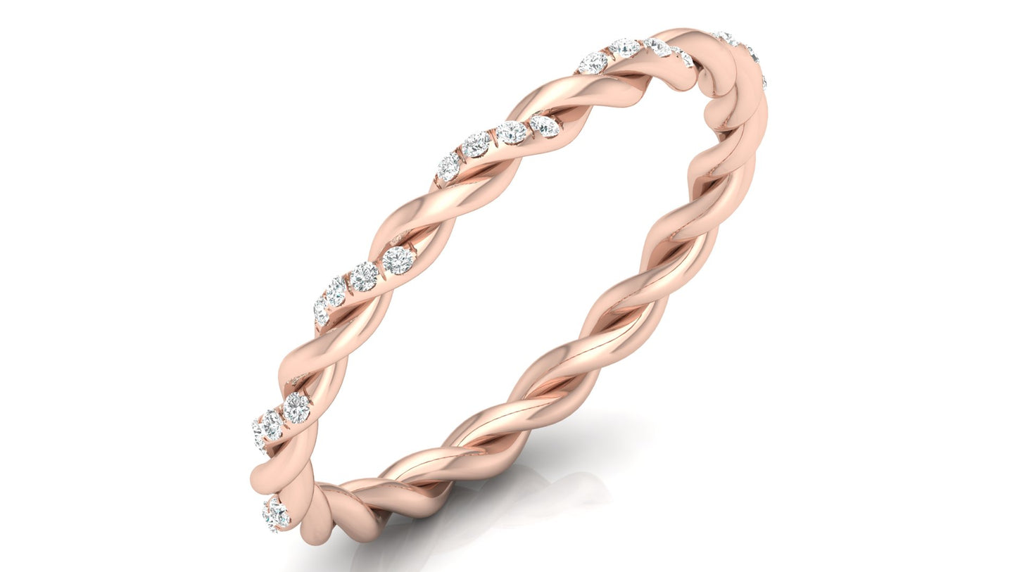 0.09Ct IGI Certified Lab Grown Diamond Twisted Band Ring 14K | 18K Gold VS1/G