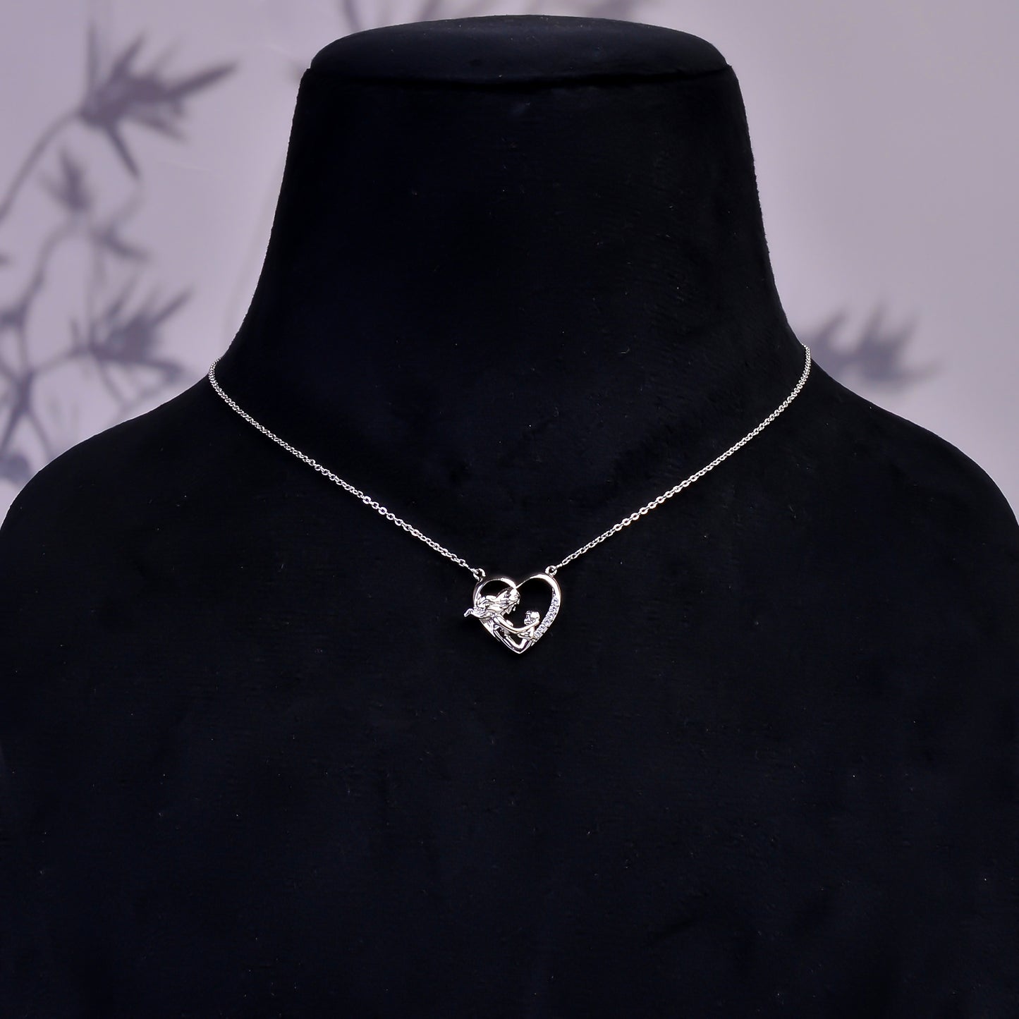 Mother's Love Heart Pendant Necklace, Mother's Day Gift, Gift for Mom, CZ Stone Heart Shape Pendant with Adjustable Chain, Gift for Mother