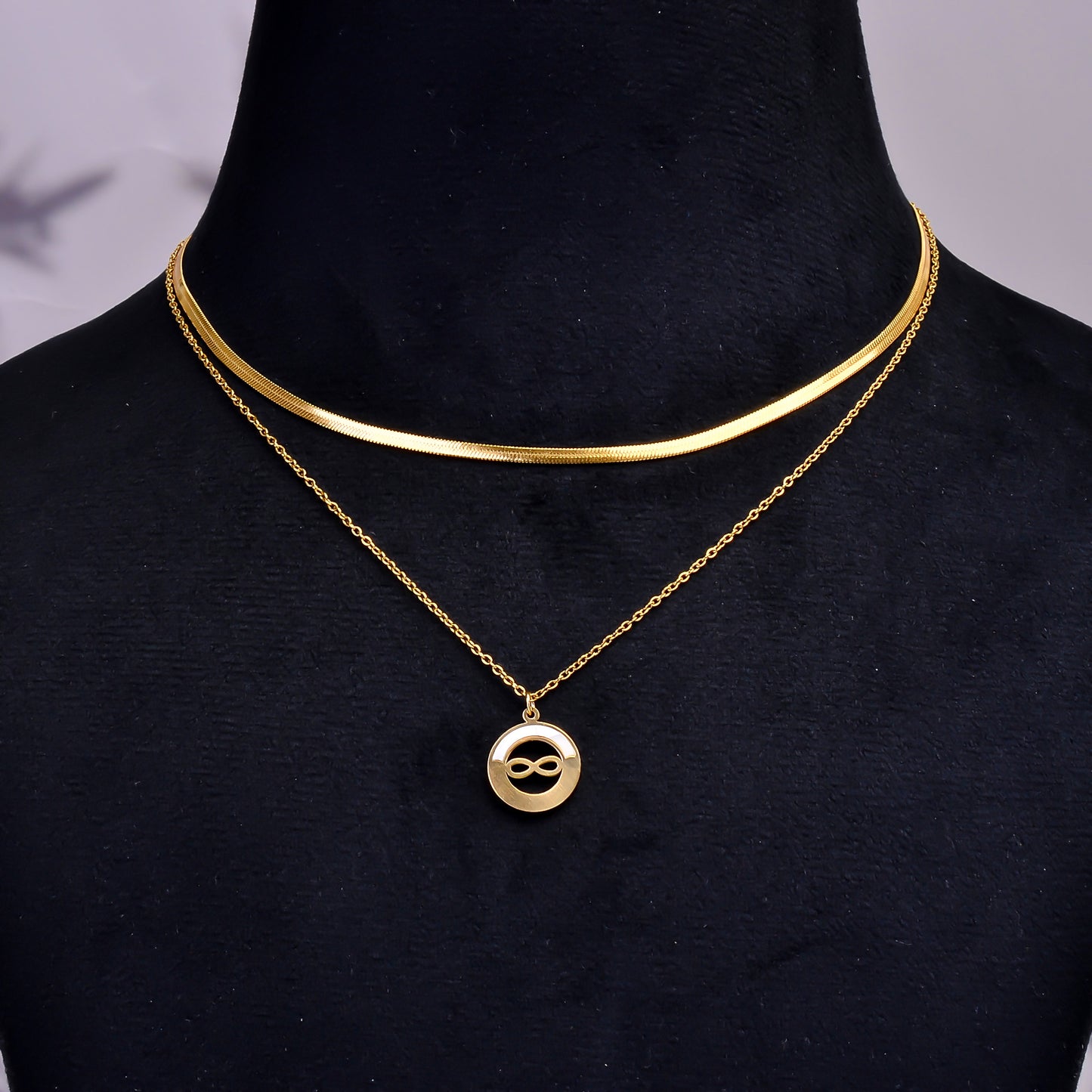 Infinity Necklace, Endless Love Symbol, Infinity Sign Necklace for Women, Double Layer Chain Pendant, Snake Chain Necklace, Adjustable Chain