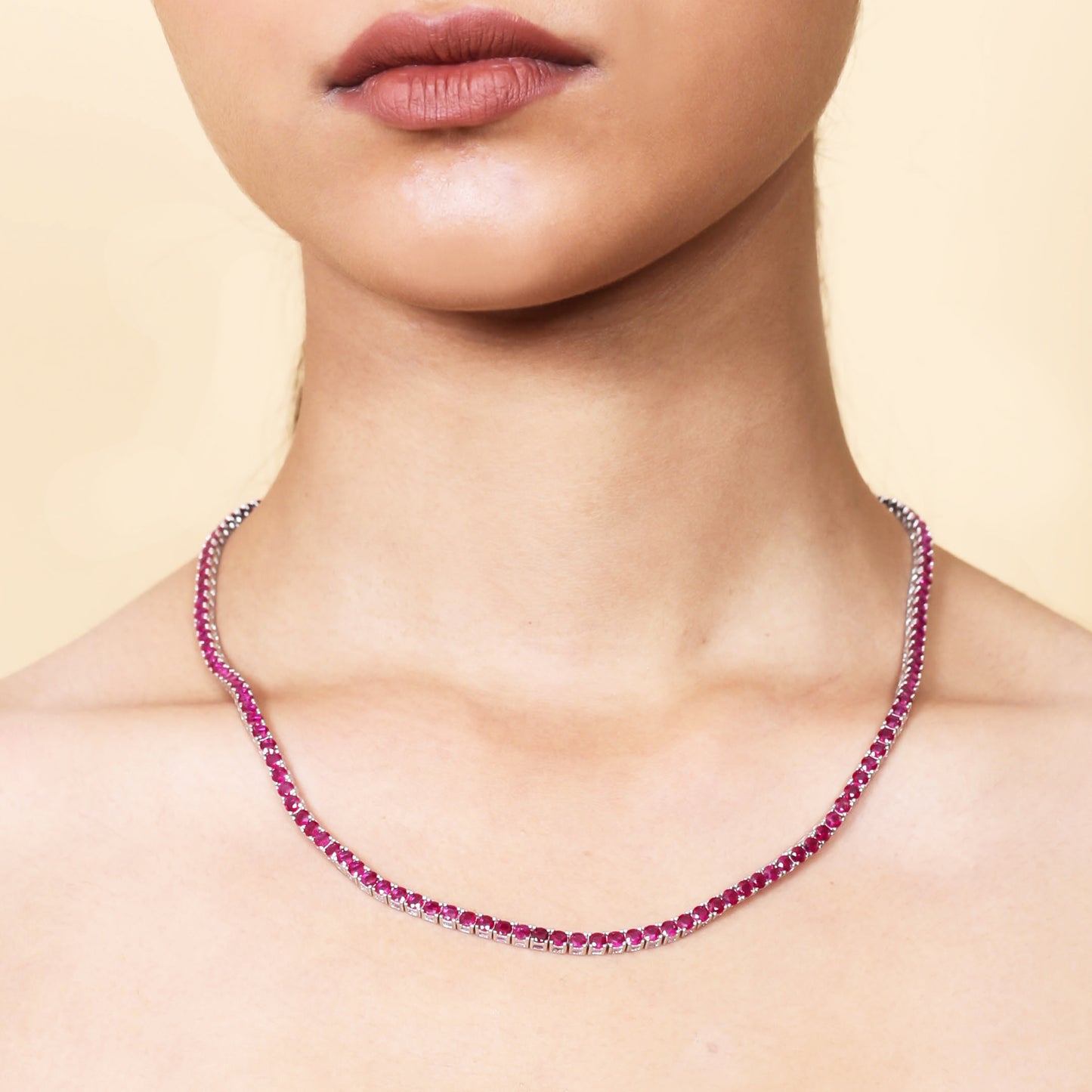 925 Sterling Silver Tennis Chain Necklace For Women