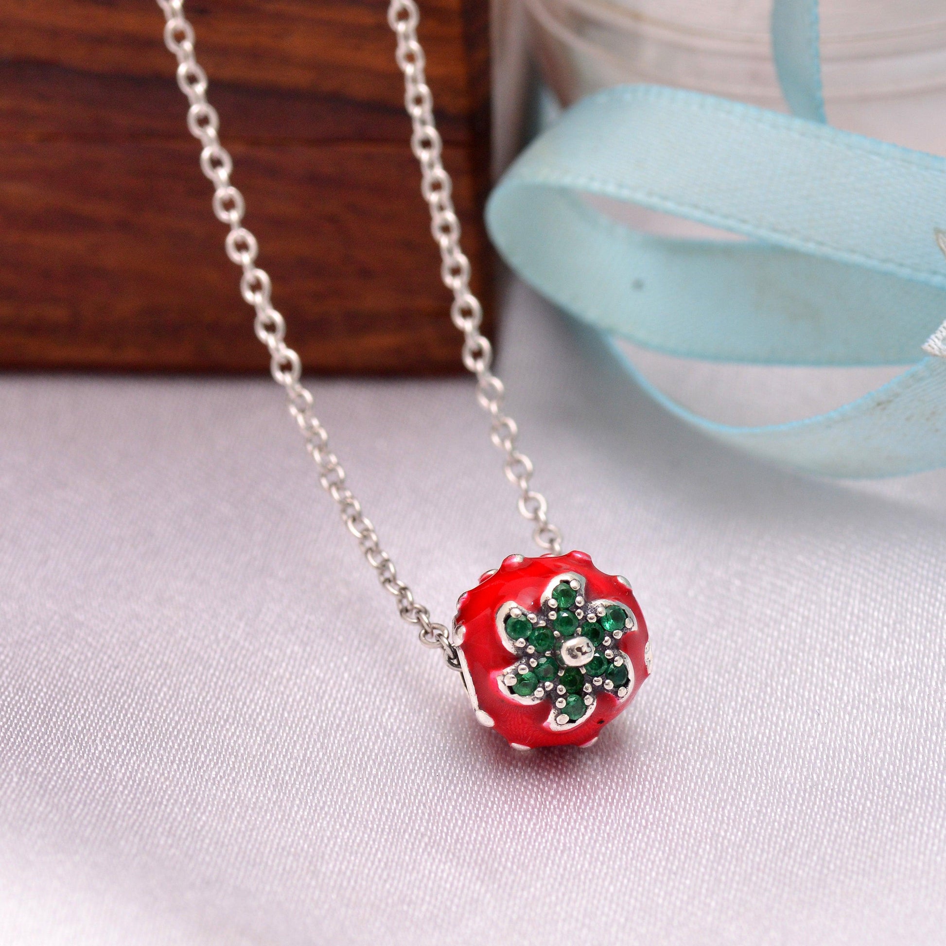 925 Sterling Silver Strawberry Pendant For Kids - Gold Trove