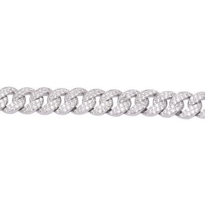 925 Sterling Silver Cuban Link Bracelet 7mm Women Tennis Chain 7.3 in Stackable