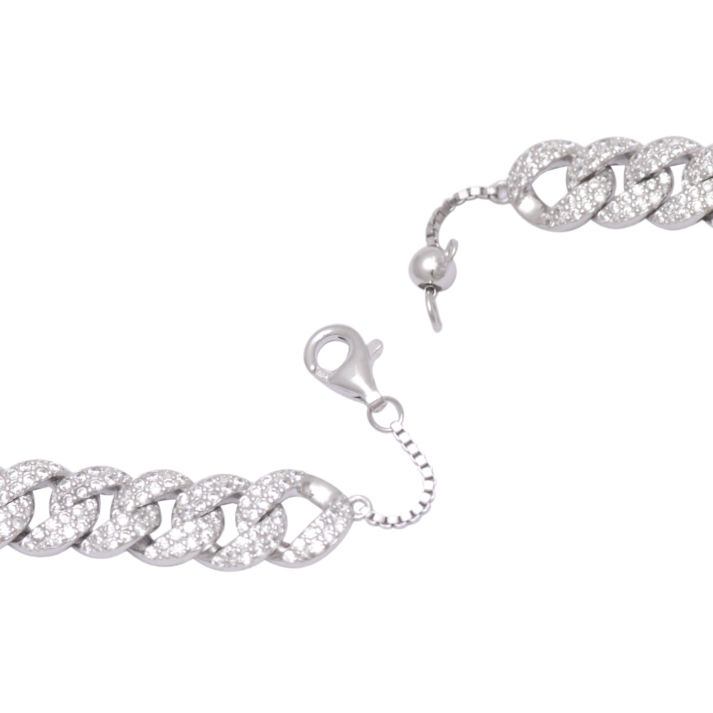 925 Sterling Silver Cuban Link Bracelet 7mm Women Tennis Chain 7.3 in Stackable