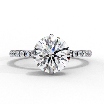 2.67 Carat Round Diamond Pave Engagement Ring with Hidden Halo