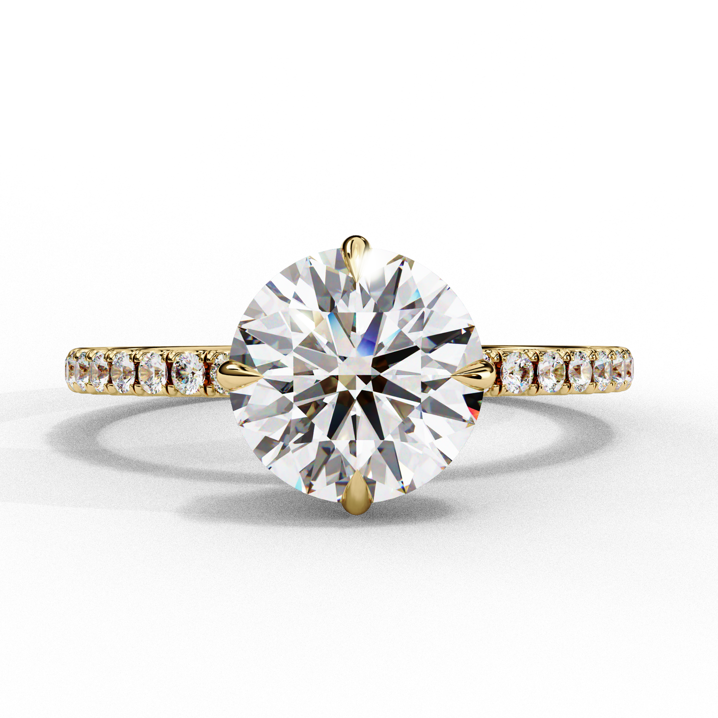 2.67 Carat Round Diamond Pave Engagement Ring with Hidden Halo