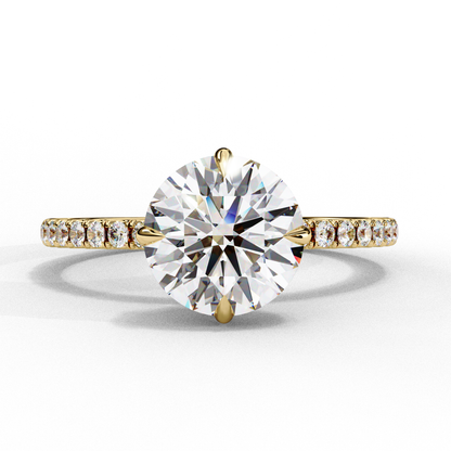 2.67 Carat Round Diamond Pave Engagement Ring with Hidden Halo