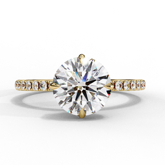 2.67 Carat Round Diamond Pave Engagement Ring with Hidden Halo