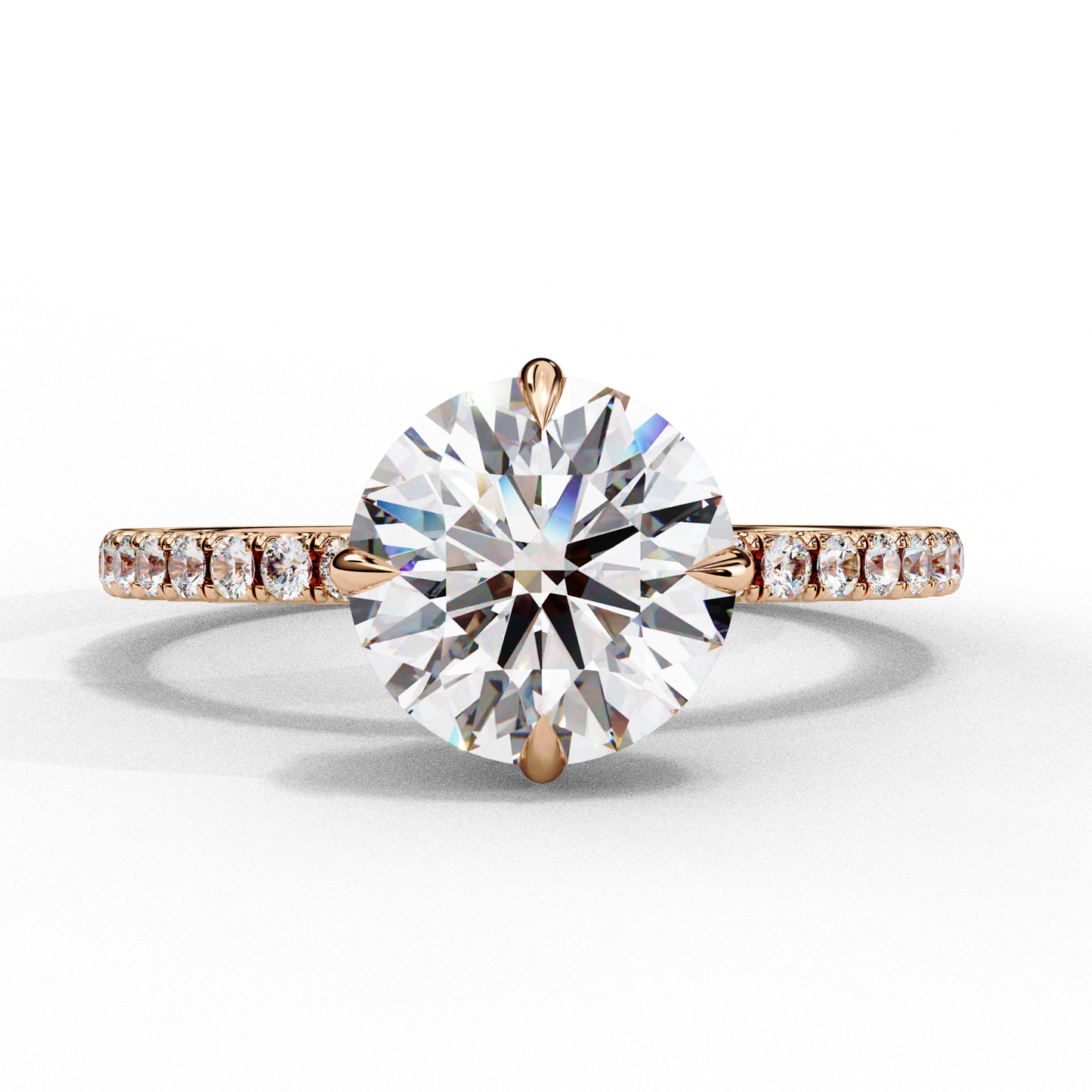2.67 Carat Round Diamond Pave Engagement Ring with Hidden Halo