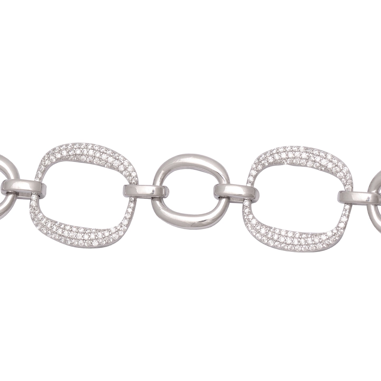 925 Sterling Silver Link Chain Bracelet Women 7.4 in