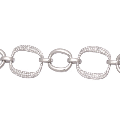 925 Sterling Silver Link Chain Bracelet Women 7.4 in