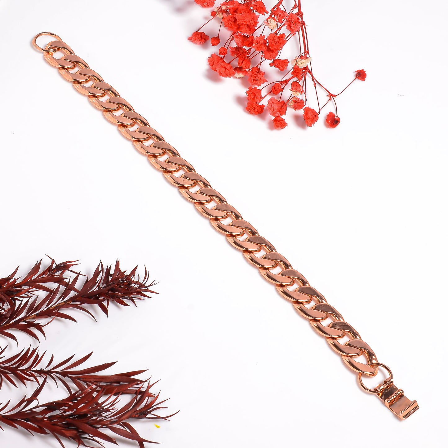 100% Chunky Copper Cuban Link Bracelet for Men & Women – Solid Heavy Chain Jewelry – 7 to 9 Inch Curb Style Gift for Him or Her