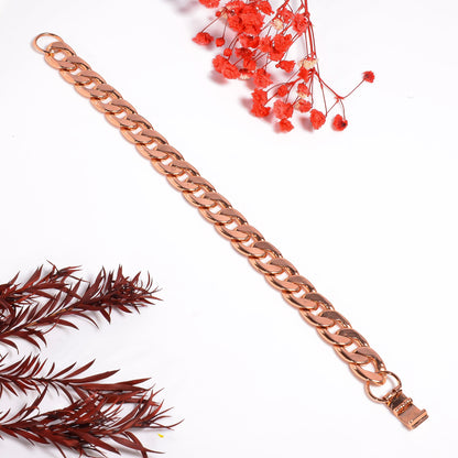 100% Chunky Copper Cuban Link Bracelet for Men & Women – Solid Heavy Chain Jewelry – 7 to 9 Inch Curb Style Gift for Him or Her