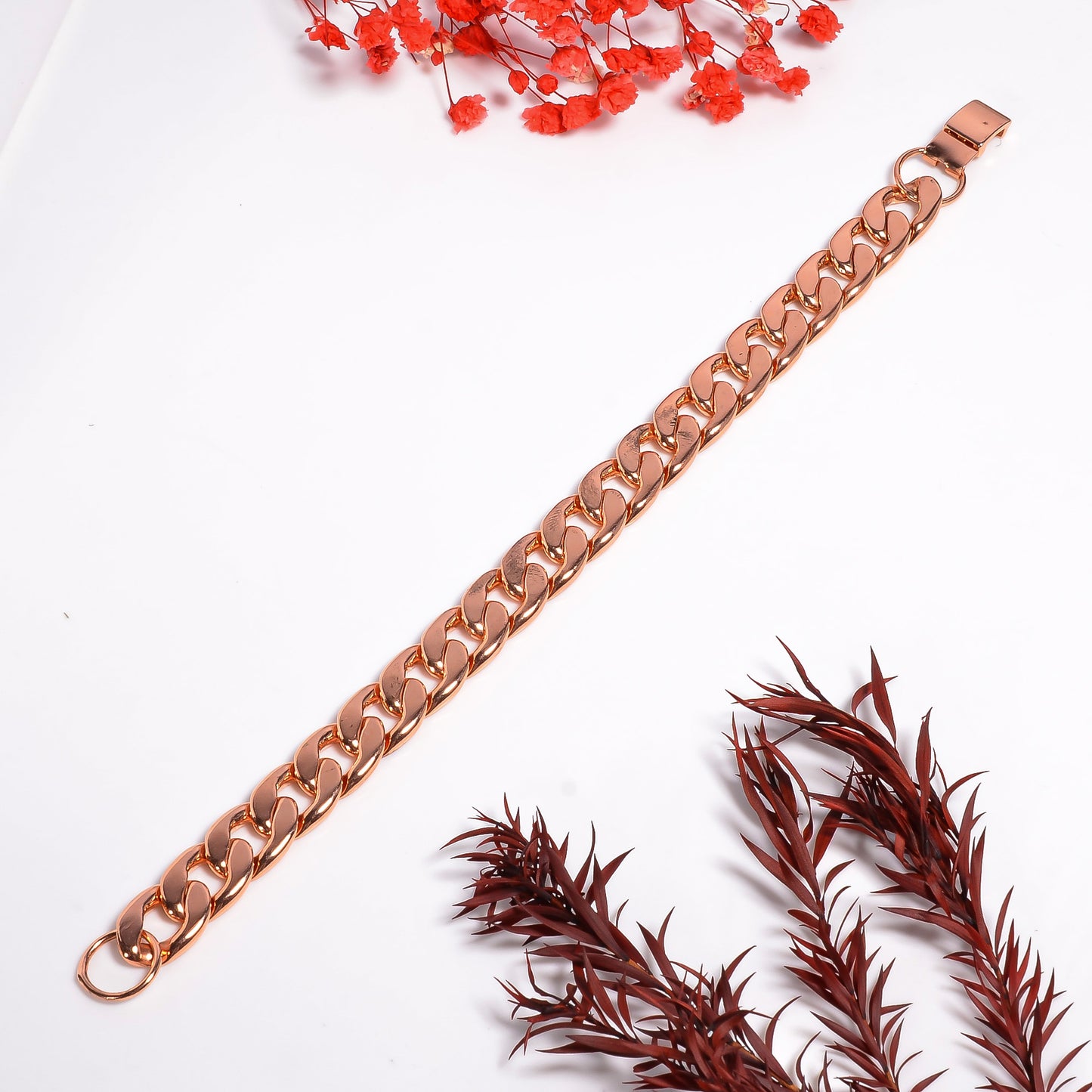 100% Chunky Copper Cuban Link Bracelet for Men & Women – Solid Heavy Chain Jewelry – 7 to 9 Inch Curb Style Gift for Him or Her