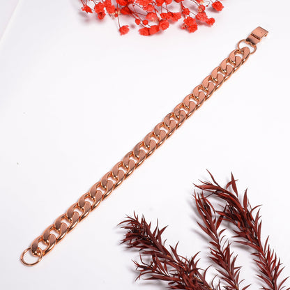 100% Chunky Copper Cuban Link Bracelet for Men & Women – Solid Heavy Chain Jewelry – 7 to 9 Inch Curb Style Gift for Him or Her