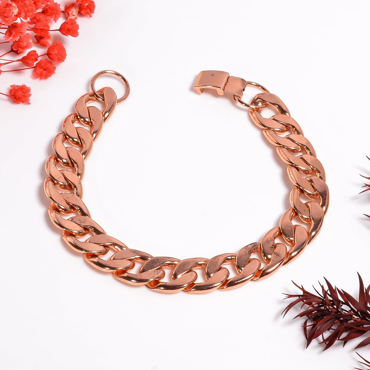 100% Chunky Copper Cuban Link Bracelet for Men & Women – Solid Heavy Chain Jewelry – 7 to 9 Inch Curb Style Gift for Him or Her