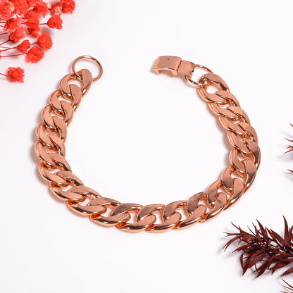 100% Chunky Copper Cuban Link Bracelet for Men & Women – Solid Heavy Chain Jewelry – 7 to 9 Inch Curb Style Gift for Him or Her