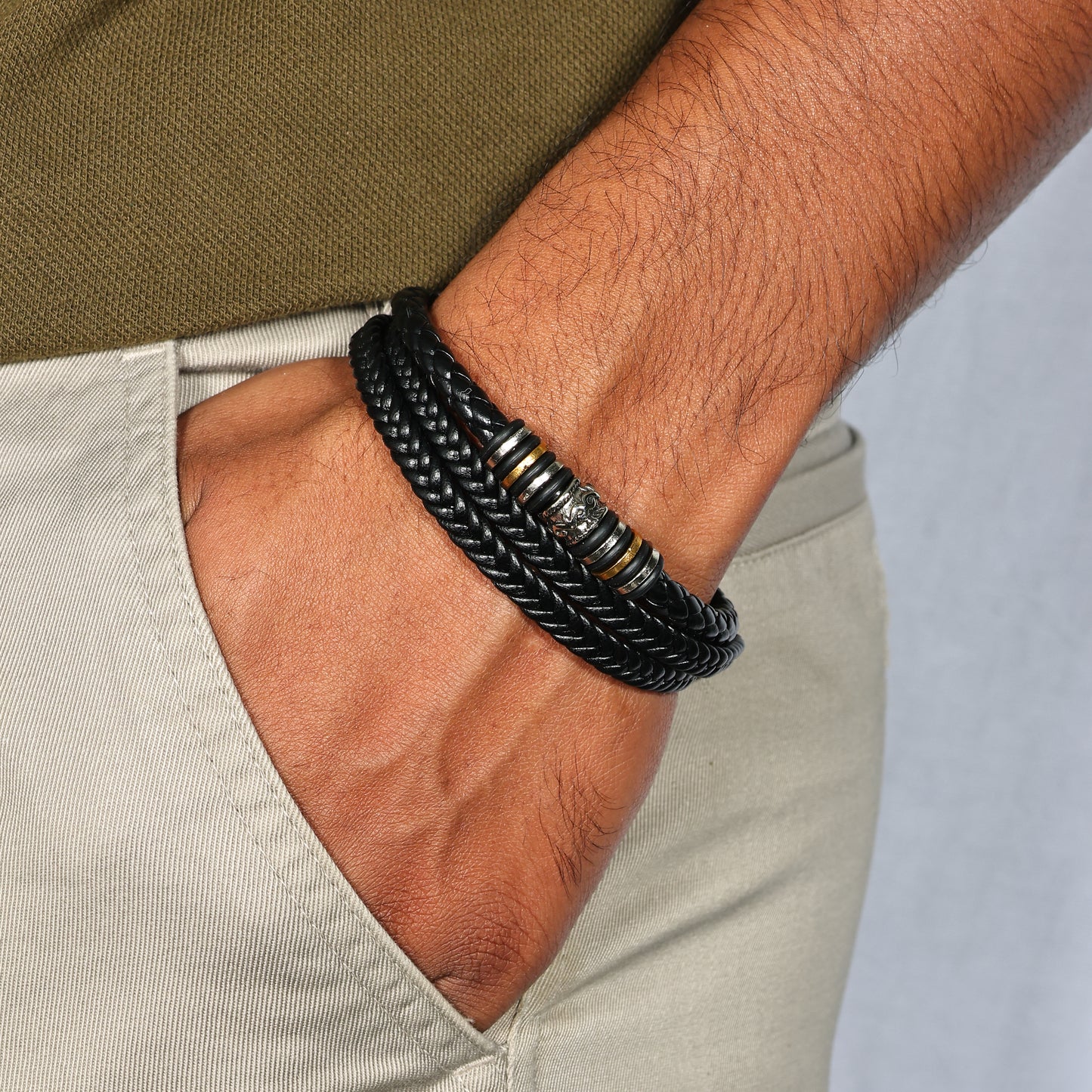 Men's Vegan Leather Bracelet, Urn Bracelet for Men, Memorial Leather Bracelet Keepsake, Unisex Leather Bracelet, Multi Layer Bracelet