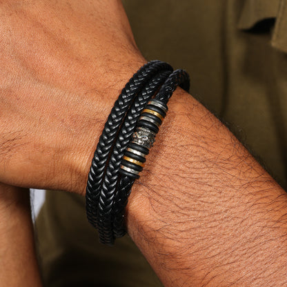 Men's Vegan Leather Bracelet, Urn Bracelet for Men, Memorial Leather Bracelet Keepsake, Unisex Leather Bracelet, Multi Layer Bracelet